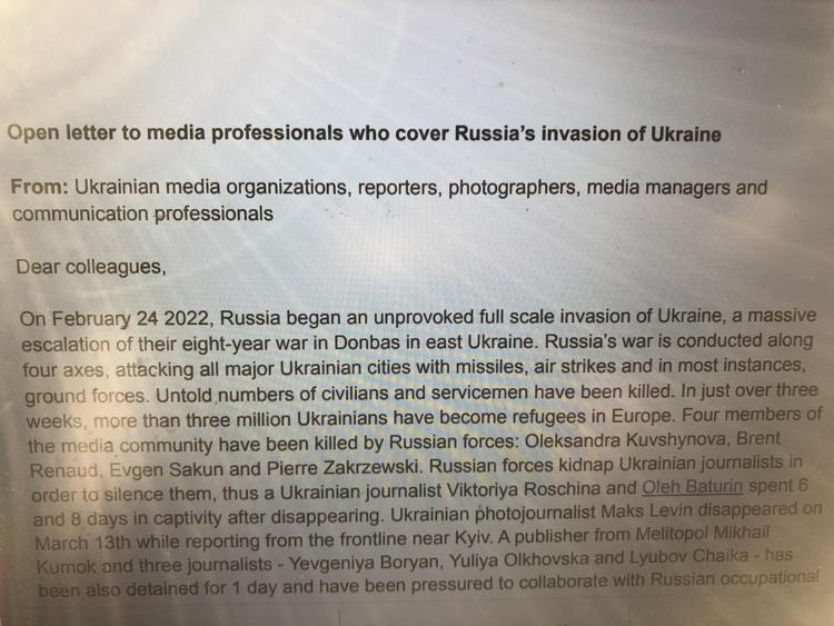 Ucraina, lettera a media internazionali: 