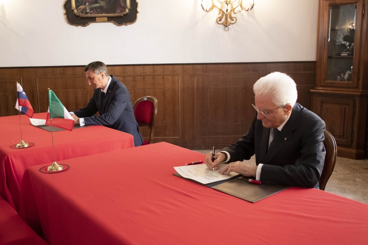 Il Presidente della Repubblica Sergio Mattarella con il Presidente della Repubblica di Slovenia, Borut Pahor (archivio Quirinale) 