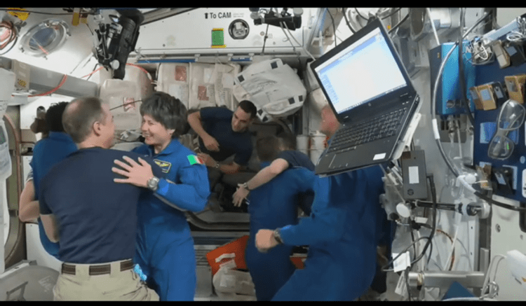 Samantha Cristoforetti e il Crew 4 arrivati sulla Iss (Foto ESA)