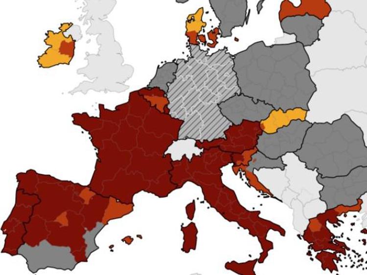 Covid, mappa Ecdc: Italia ancora in rosso scuro