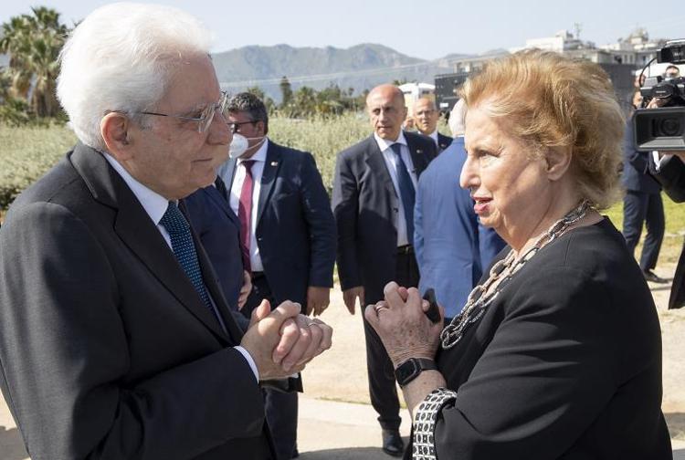Il Presidente Sergio Mattarella con Maria Falcone