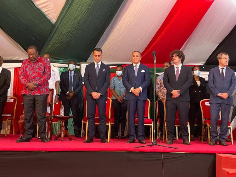 Da sinistra Uhuru Keniatta, Luigi Di Maio, Kamel Ghribi, Paolo Rotelli e l'ambasciatore italiano Alberto Pieri