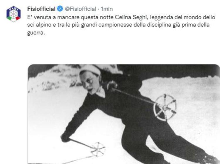 E' morta Celina Seghi, prima 'regina' dello sci: aveva 102 anni