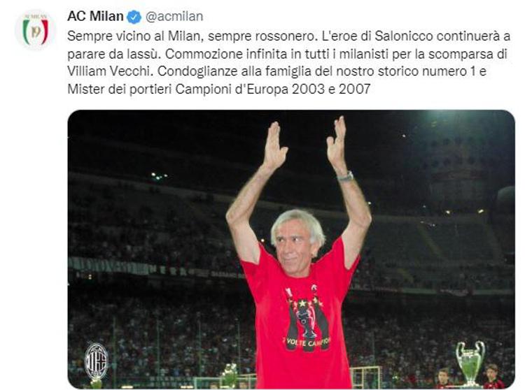 Milan in lutto, è morto l'ex portiere Villiam Vecchi