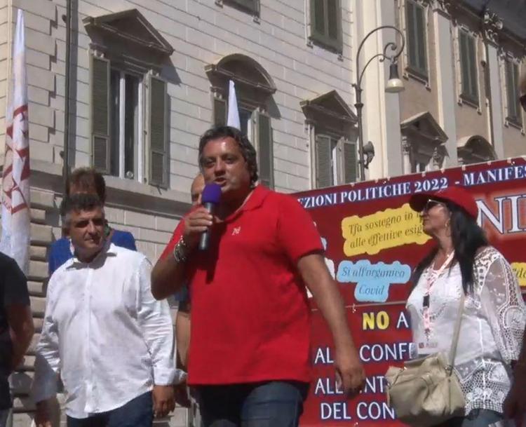 Il presidente nazionale Anief, Marcello Pacifico, durante la manifestazione