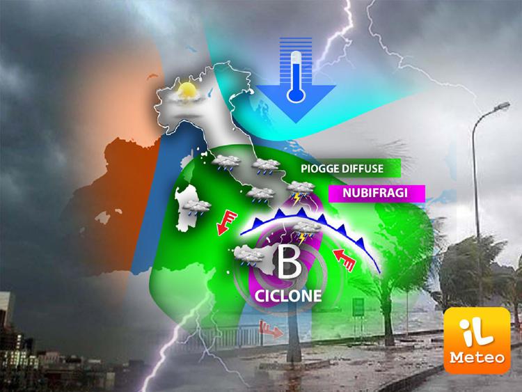 Ciclone mediterraneo nel weekend, nubifragi e venti di tempesta al Sud