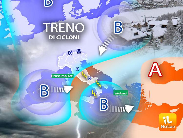 Maltempo e neve, arriva treno di cicloni sull'Italia
