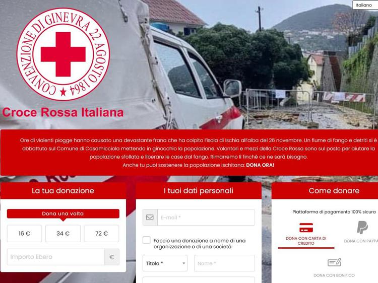 Frana Ischia, Croce Rossa avvia raccolta fondi: 
