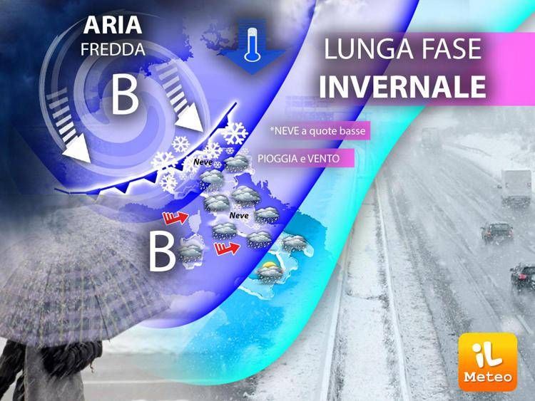 Prossima settimana con freddo, pioggia e neve: previsioni meteo