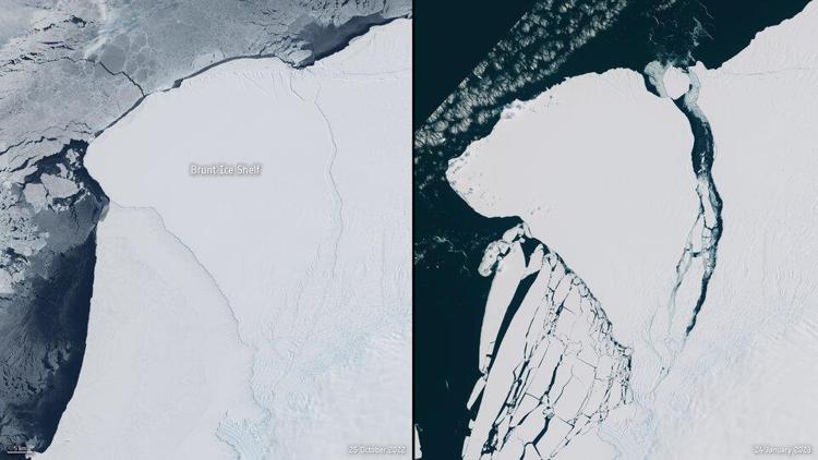 Esa, il distacco dalla piattaforma Brunt dell'iceberg gigante in Antartide (Immagine dell'Agenzia Spaziale Europea) 