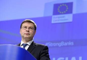 Il commissario Ue all'Economia Valdis Dombrovskis - Fotogramma/Ipa