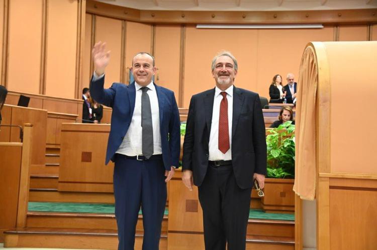 Da sinistra Antonello Aurigemma, presidente del Consiglio regionale del Lazio, e Francesco Rocca, presidente della Regione Lazio 