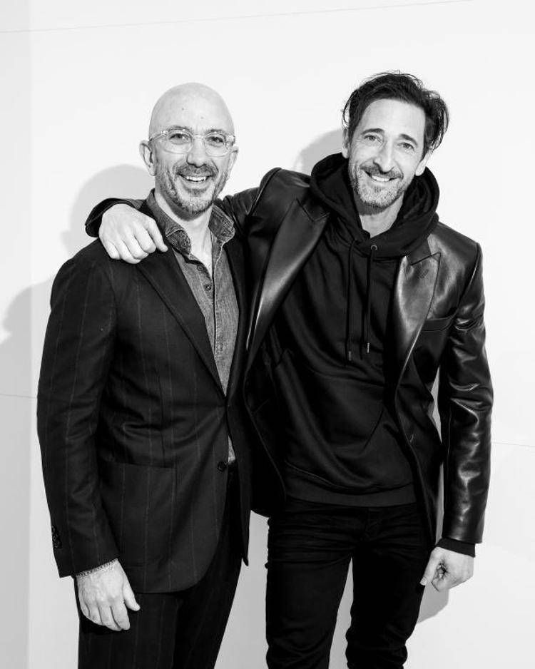 Nicolas Girotto, ceo di Bally, insieme ad Adrien Brody