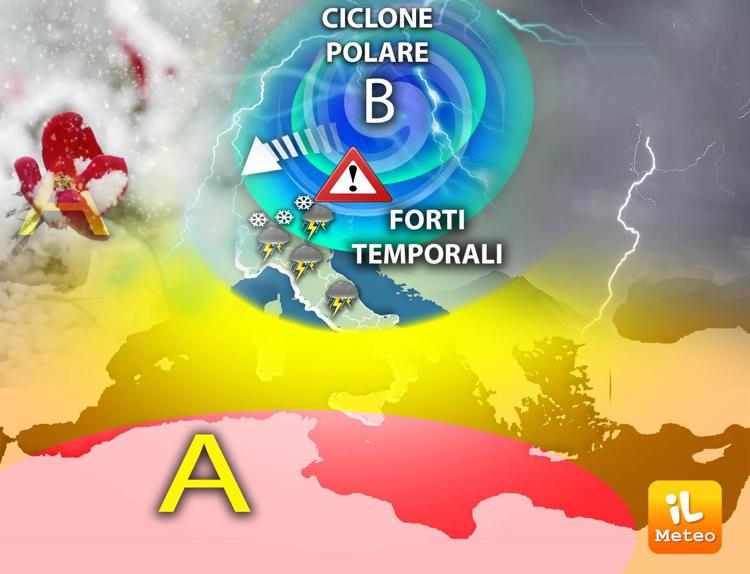 Ciclone polare sfiora l’Italia, due giorni di grandine e temporali