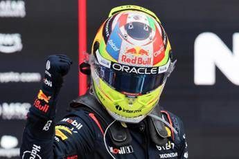 F1 Gp Baku 2023, Red Bull double with Perez-Verstappen.  Leclerc third with Ferrari