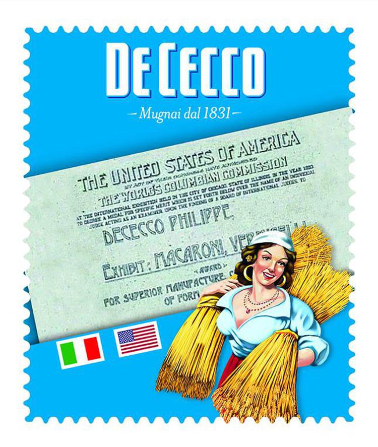 Un francobollo per i 130 anni di De Cecco negli Usa