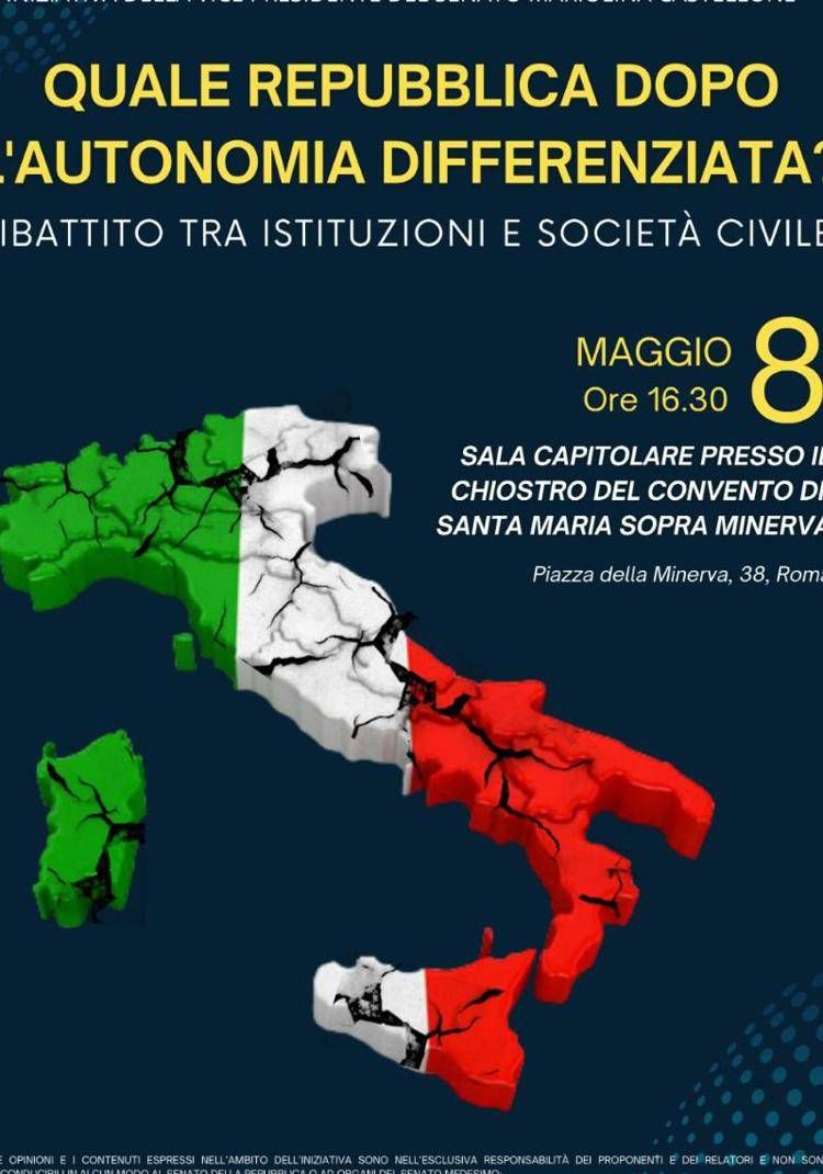 Il dibattito tra Istituzioni e società civile su autonomia differenziata a piazza della Minerva a Roma.