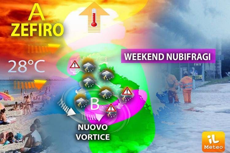 Weekend con pioggia, poi sole e caldo al Nord con anticiclone Zefiro