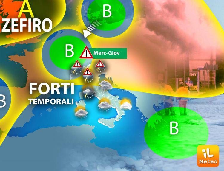 Sole e temporali, la mappa meteo: previsioni e ultime news