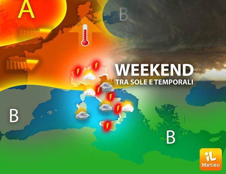 Tempo instabile sul weekend, attesi temporali ma arriva il caldo