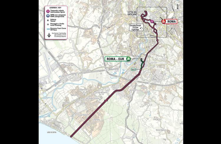 La mappa del percorso del Giro d'Italia a Roma, pubblicata sul sito ufficiale della manifestazione sportiva 