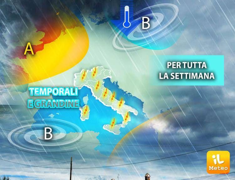 Maltempo non molla, tanti temporali per tutta la settimana: previsioni meteo