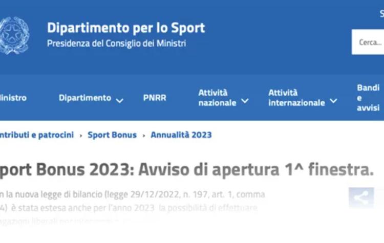 Sport Bonus 2023: avviso di apertura della prima finestra