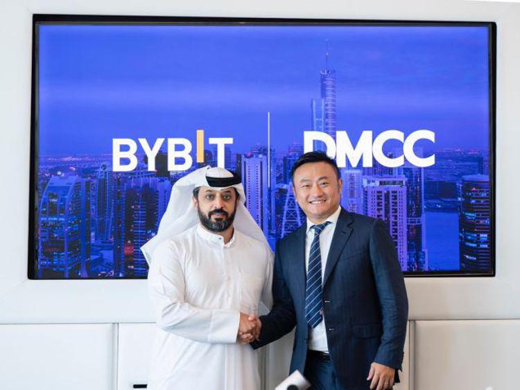 Ahmed Bin Sulayem, Executive Chairman and Chief Executive of DMCC, and Ben Zhou, Co-founder and CEO of Bybit, signed an MOU in Dubai on June 5, 2023.