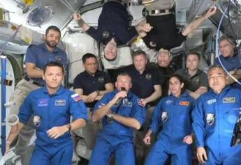 Space, with Crew-7 together on the ISS USA, Europe, Japan and Russia