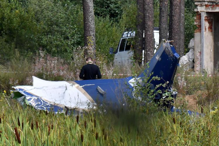 I rottami dell'aereo di Prigozhin - (Afp)