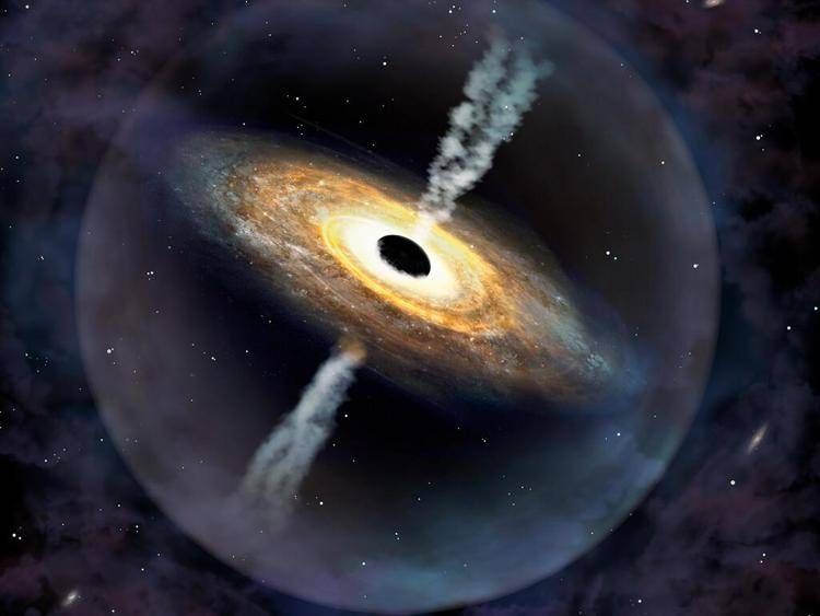 Illustrazione del quasar Pōniuāʻena. - International Gemini Observatory/NOIRLab/NSF/AURA/P. Marenfeld
