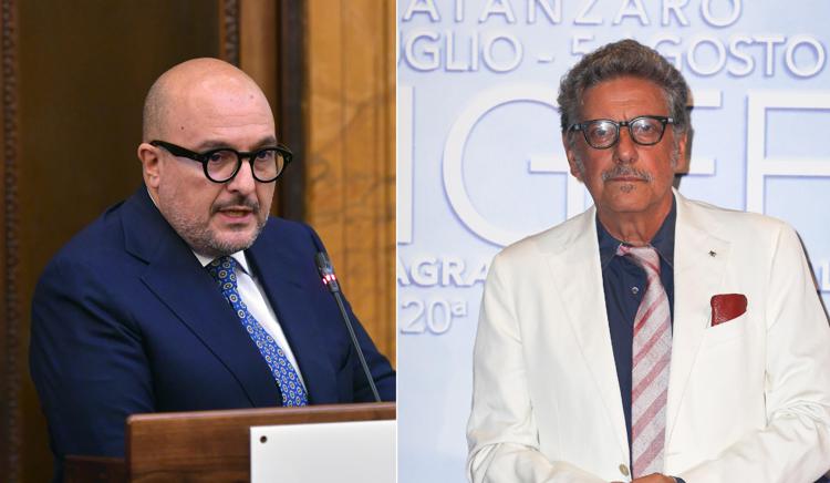 Il ministro della Cultura Gennaro Sangiuliano e l'attore e regista Sergio Castellitto - Fotogramma /Ipa