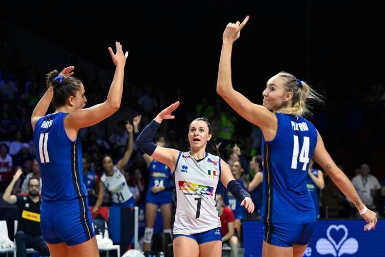 L'Italvolley nel match contro la Turchia - Afp