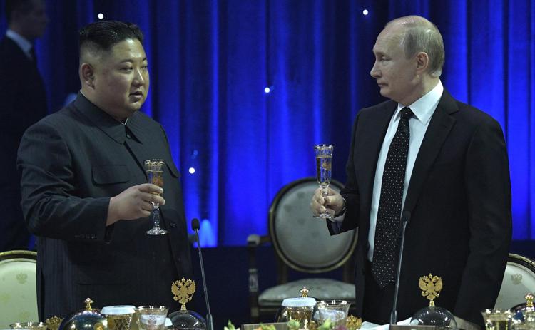 Il leader nordcoreano Kim Jong Un e il presidente russo Vladimir Putin - (Afp)