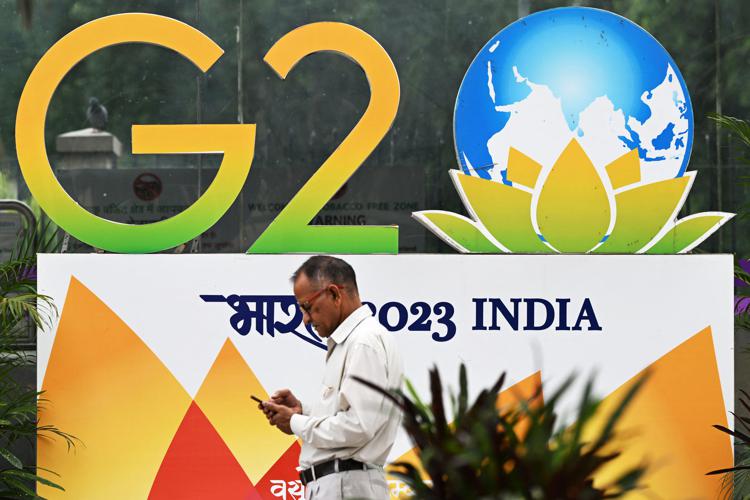 Il logo del G20 in India - (Foto Afp)