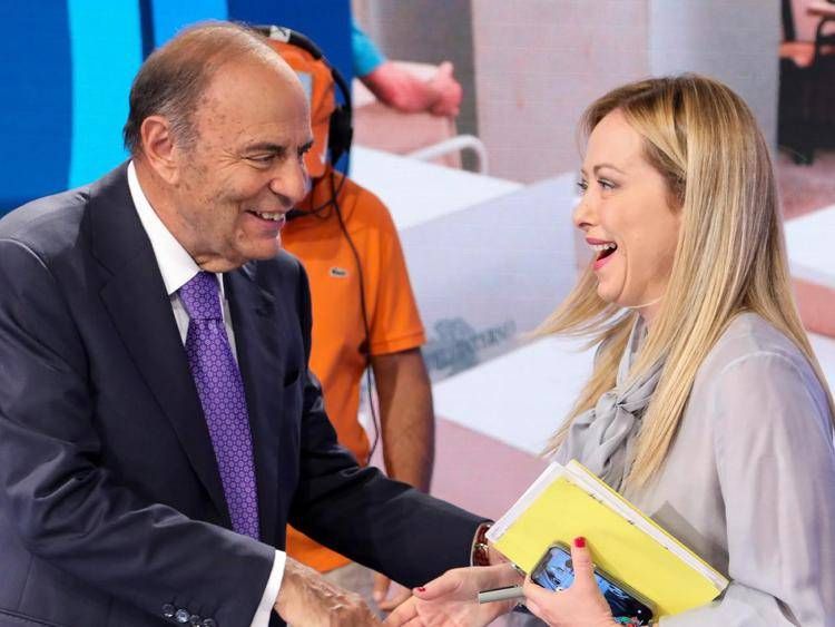 Bruno Vespa e Giorgia Meloni (Fotogramma/Ipa)