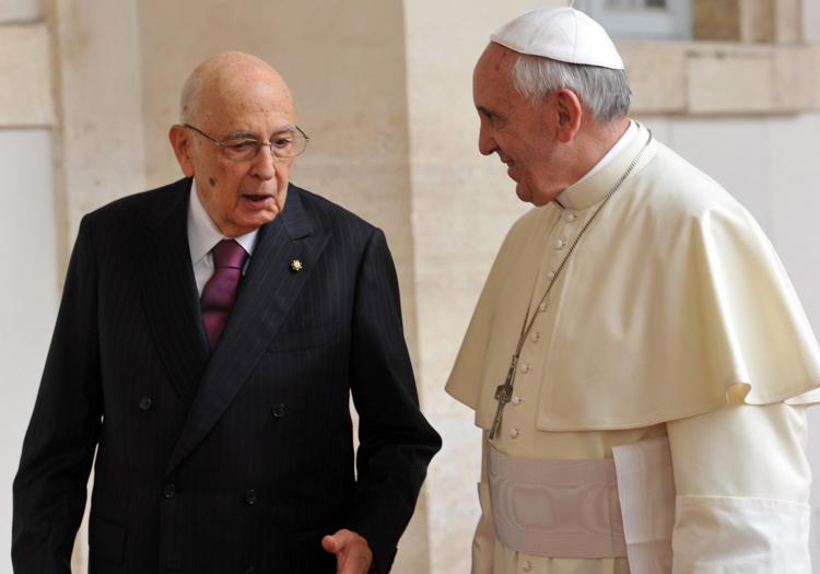 Giorgio Napolitano e Papa Francesco - (Fotogramma)