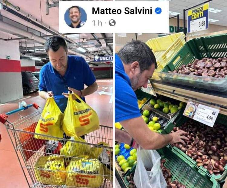 Il post di Matteo Salvini dall'Esselunga pubblicato su Facebook