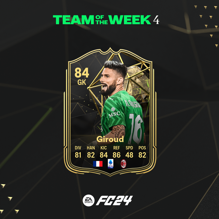 FC 24, Giroud del Milan è nella squadra della settimana come portiere