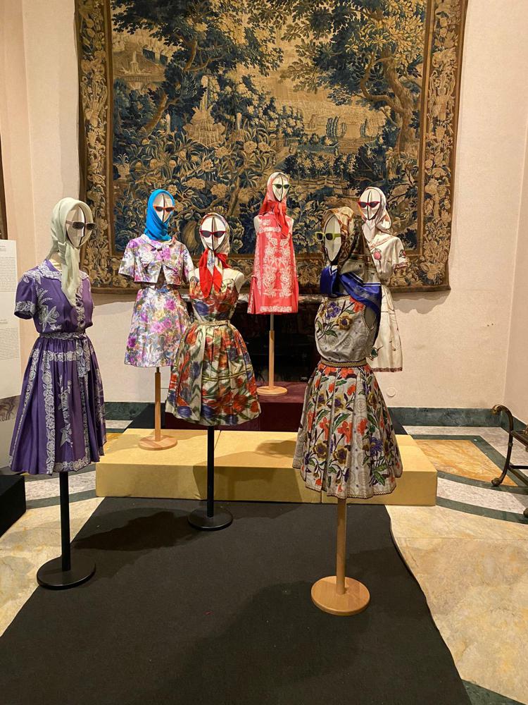 Alcuni abiti degli  abiti in mostra al Museo Boncompagni Ludovisi per 'Fifties in Rome', la couture degli anni '50 curata da Stefano  Dominella