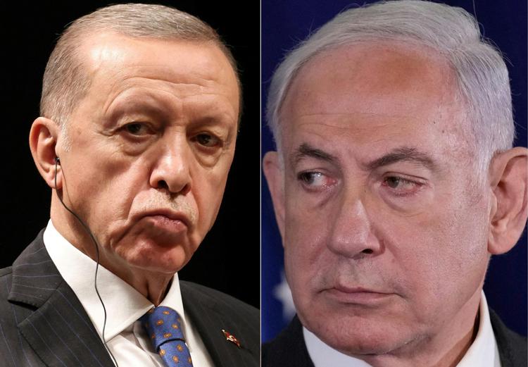 Il presidente turco Recep Tayyip Erdogan e il primo ministro israeliano Benjamin Netanyahu - (Afp)