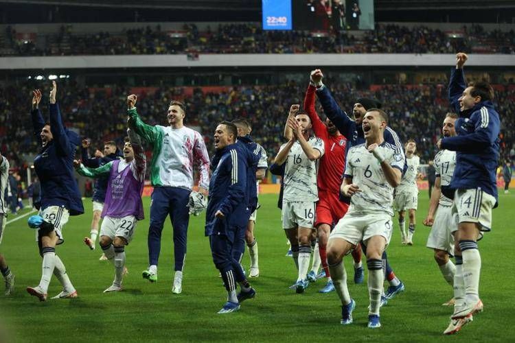 L'esultanza degli azzurri
