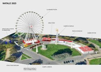 Christmas in Florence, Ferris wheel and ice rink at Cascine