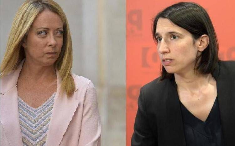 La presidente del Consiglio Giorgia Meloni e la segretaria Pd Elly  Schlein (Fotogramma)