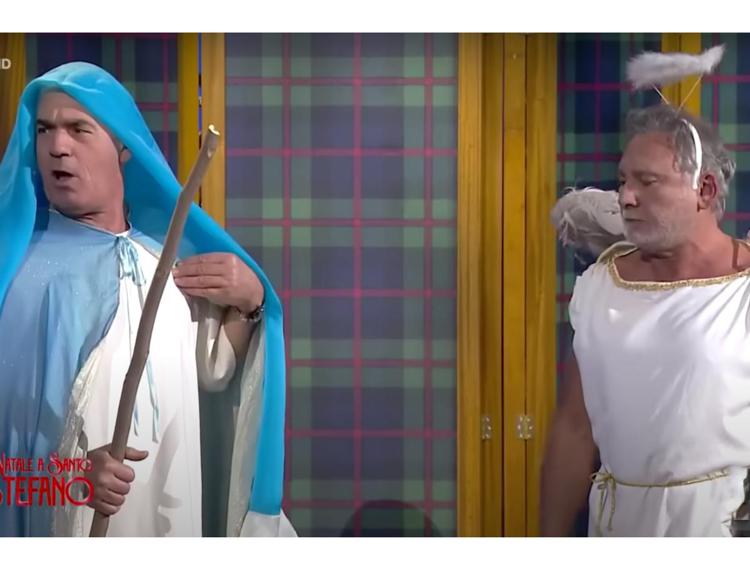 Un momento della rappresentazione del presepe su Rai2
