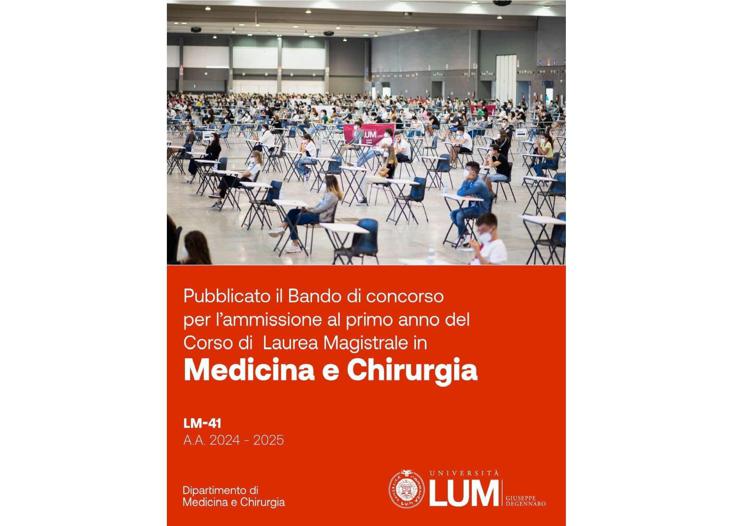 Università, alla Lum fissate le prove di ammissione al Corso di laurea Medicina e chirurgia