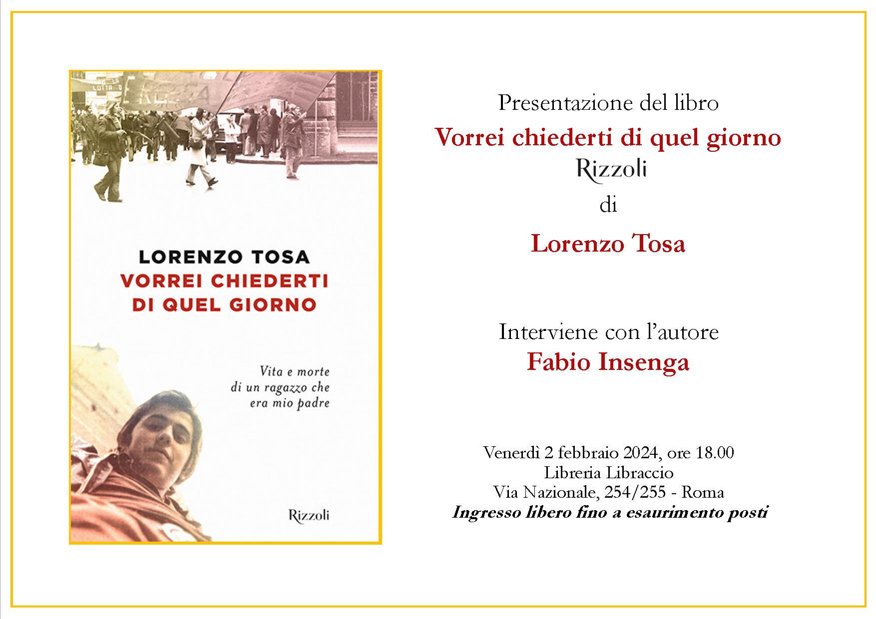 Libri, Lorenzo Tosa racconta il suicidio del padre