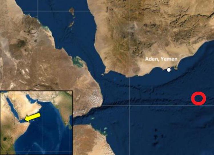 La nave localizzata nel Golfo di Aden