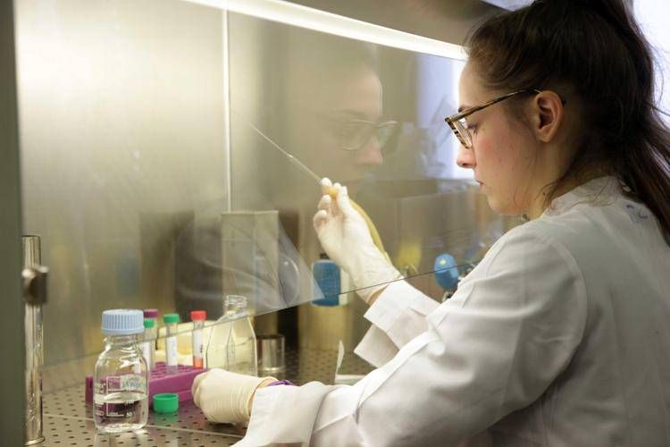 RICERCATRICE IN UN LABORATORIO (MILANO - 2014-01-08, MASSIMO ALBERICO