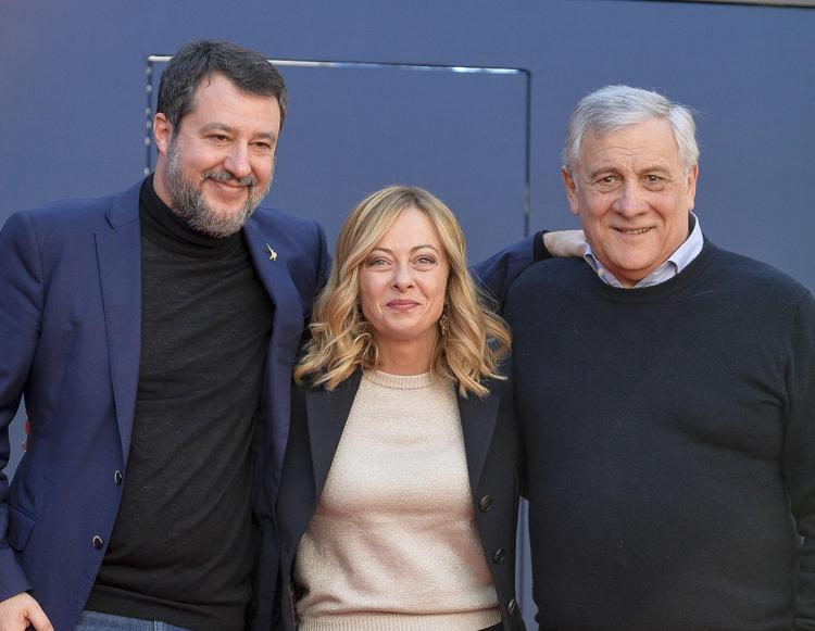 Giorgia Meloni, Matteo Salvini e Antonio Tajani - (Fotogramma)